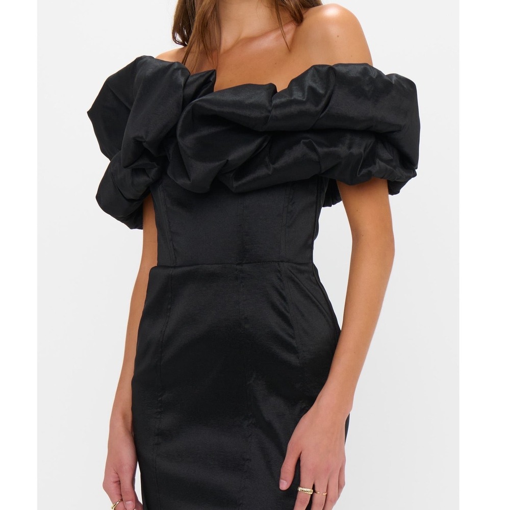 Show Me Your Mumu Off Shoulder Dress Black Bubble Ruffleβ Corset Back Column S